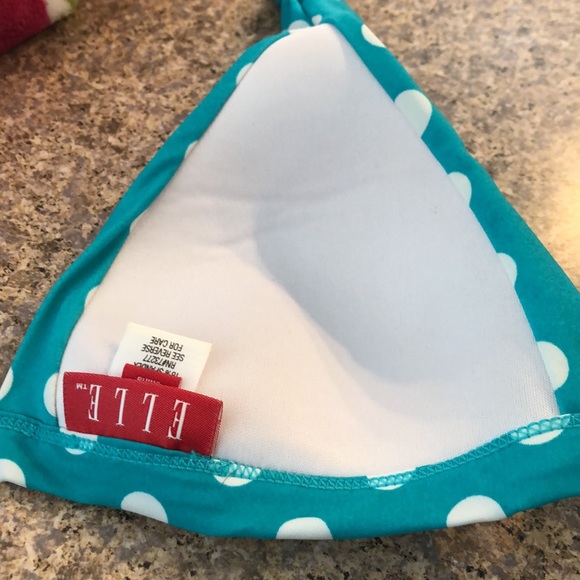 Vintage Elle Bikini 2 piece Swim Size 8 Polka Dot Teal (?) & White - Picture 3 of 17